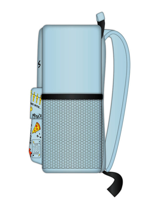 Blue Sky Studios Friends School Bag Backpack Elementary, Elementary Blue with Water Bottle Holder