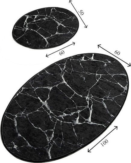 Asir Group Bath Mats Set Oval Black 2pcs