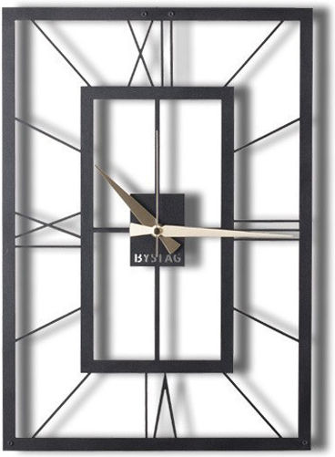 Wallity Ceas de Perete Metalic Negru 70x49cm