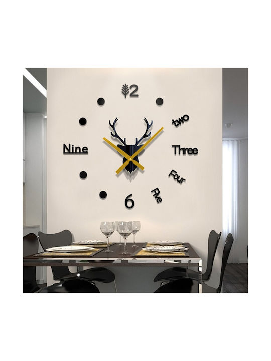 3D Wall Clock Sticker Plastic Black