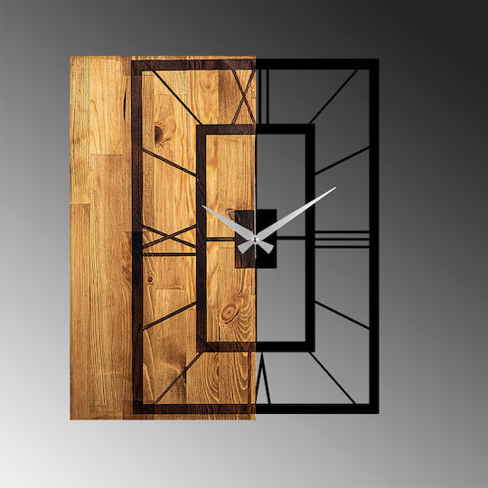 Wallity 3D Wall Clock Wooden Brown 49x3cm