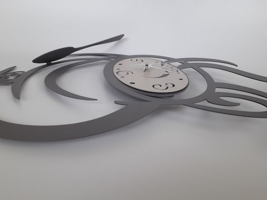 Arti E Mestieri 3D Ρολόι Τοίχου Μεταλλικό Γκρι Ø55cm