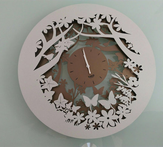 Arti E Mestieri 3D Wanduhr Metallisch Ecru