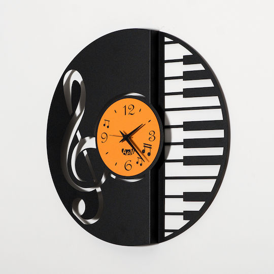 Arti E Mestieri 3D Wall Clock Metallic Black Ø50cm