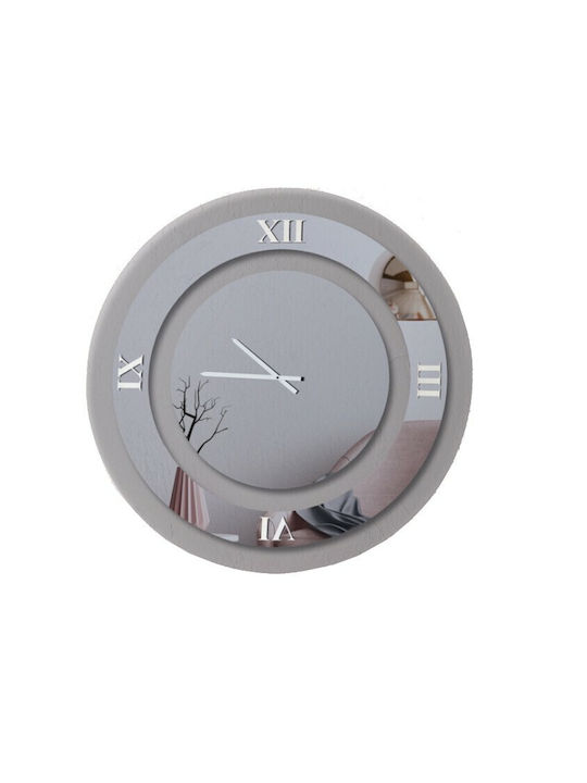 Ploumatos Wall Clock Mirror Silver Ø104cm
