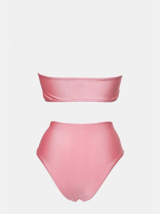 Decoro Padded Bikini Set Strapless Top & Slip Bottom Pink