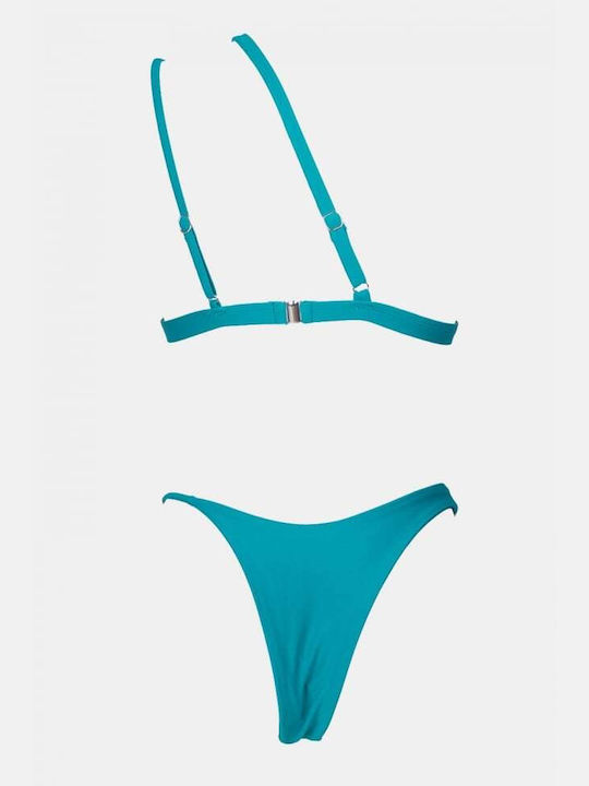 Bikini Set One Shoulder With Removable Padding & Blue Brazil