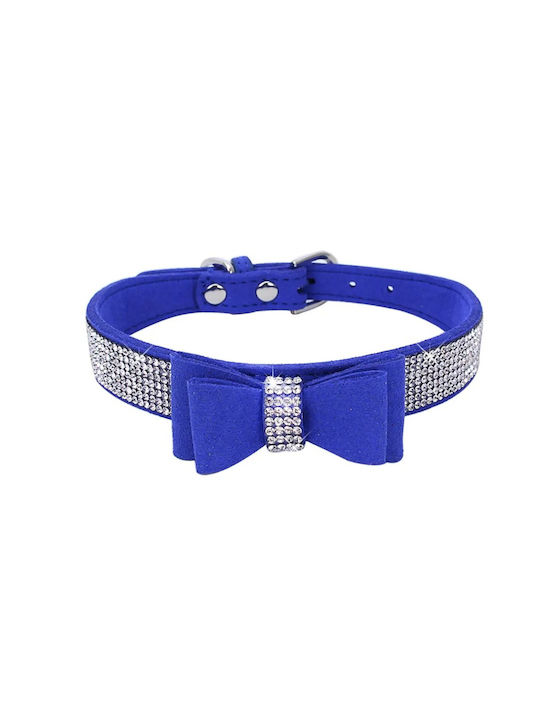 Dog Collar with a bow tie 1.5mm x 21cm Small Blue