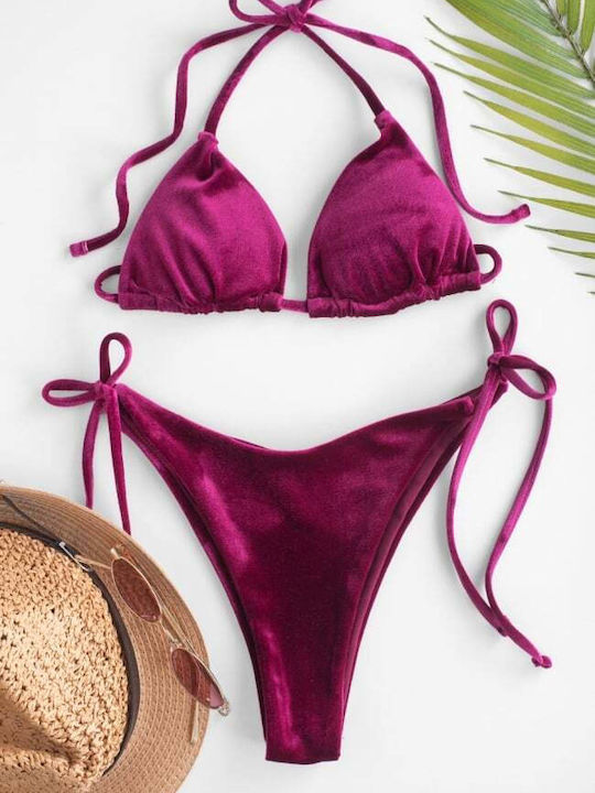 Set Bikini Dreieck mit Abnehmbarer Verstärkung & Brasilien Lila