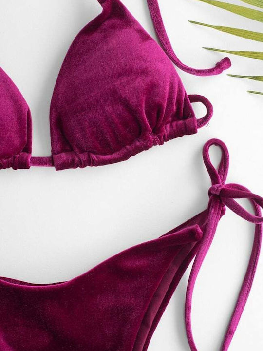 Set Bikini Dreieck mit Abnehmbarer Verstärkung & Brasilien Lila