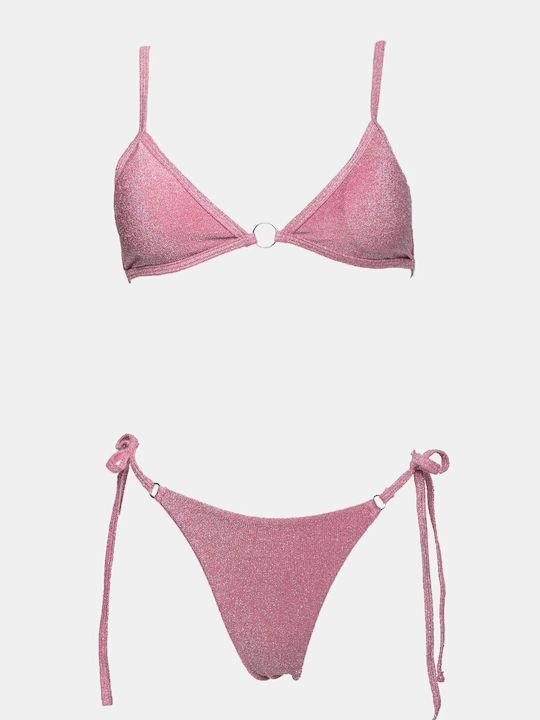 Set Bikini Triangle with Removable Padding and Brazil Bottom Pink