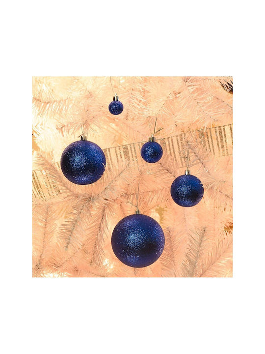 10 Weihnachtshänger Kugel Ornament Plastik Blau mit Goldstaub 10cm Set 2Stück