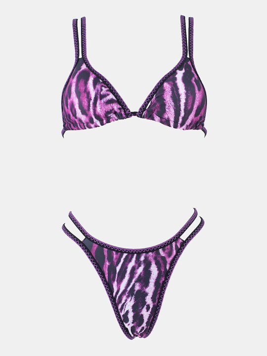 Set Bikini Dreieck mit Abnehmbarer Verstärkung & Brasilien Tierdruck