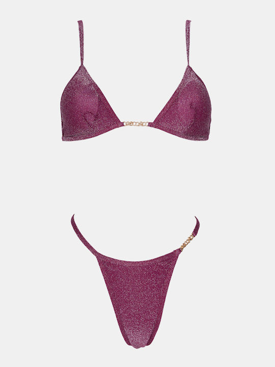 Bikini-Set Dreieck & Zeichenfolge Fuchsie