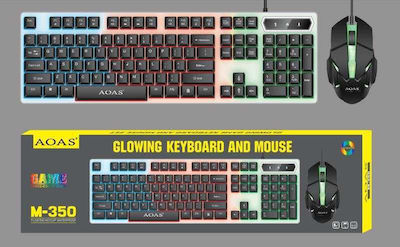 AOAS M-350 Set Gaming Tastatur mit RGB-Beleuchtung & Maus (Englisch US)