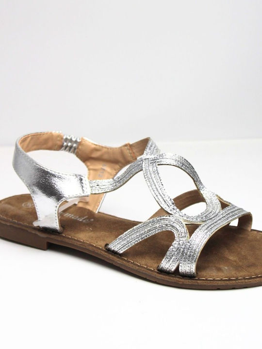 Plato Damen Flache Sandalen in Silber Farbe