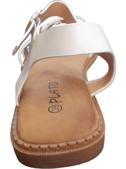 Flache Sandalen für Damen in Weiß Farbe