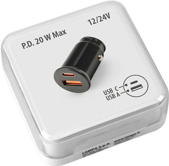 Lampa Essential Line Car Charger 20W with one Port: 1xUSB