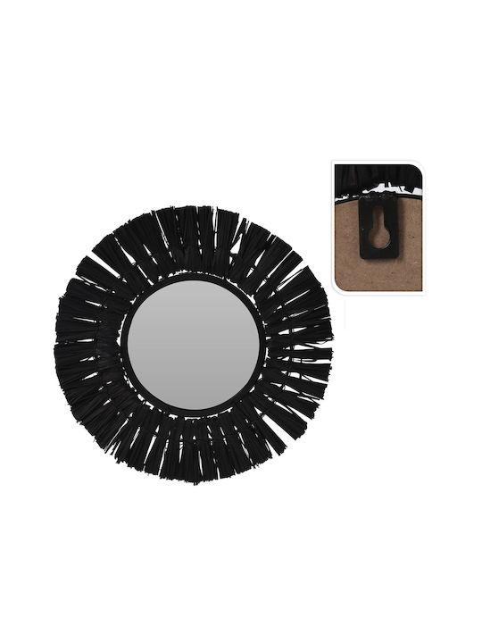 K-m Black Καθρέπτης Τοίχου με Μαύρο Πλαστικό Πλαίσιο Διαμέτρου 30cm