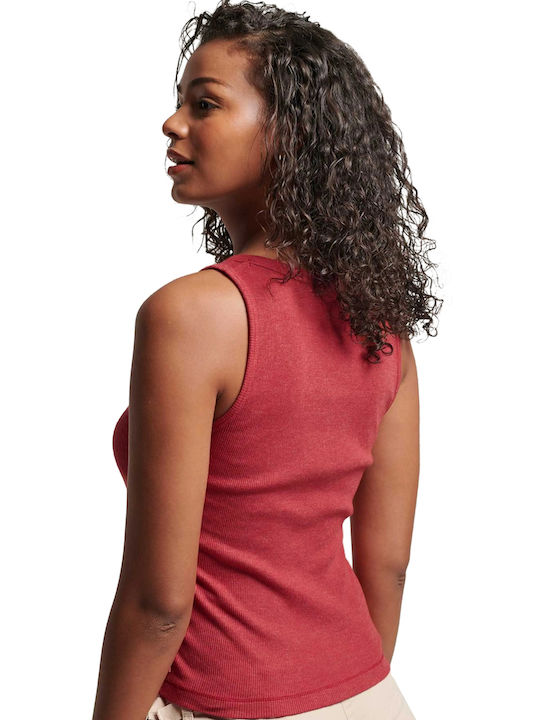 Superdry Damen Sommer Bluse Ärmellos Rot