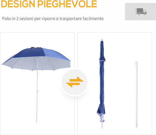 Outsunny Outsunny Beach Umbrella Diameter 2.10m Blue