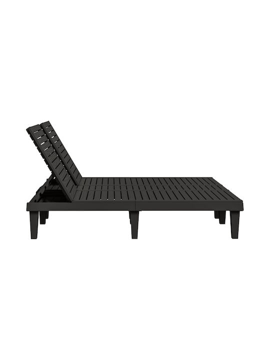 Șezlong Krepă Dublu Plastic Negru 155x138x83cm