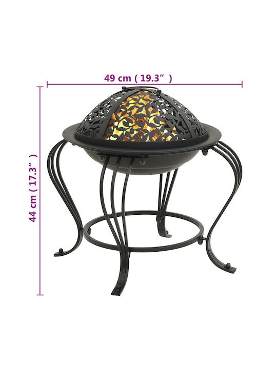vidaXL Огнище На открито Черен 49x49x44см