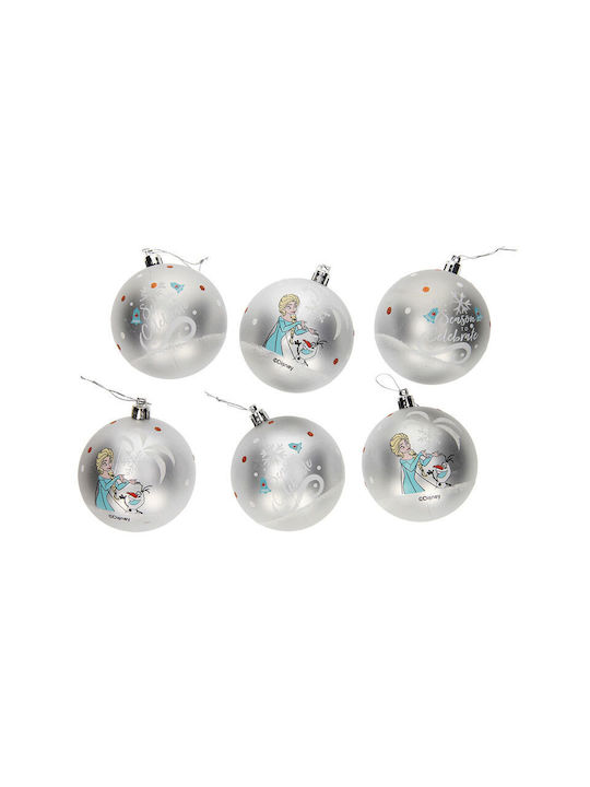 Arditex Christmas Plastic Ball Ornament Silver 8x8cm 6pcs 10598_