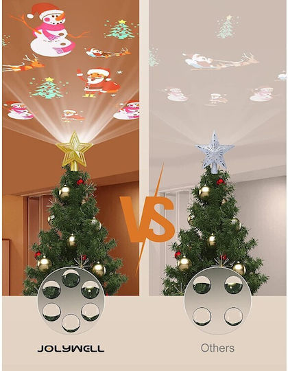 Κορυφή Αστέρι Φωτιζόμενη Χρυσή RGB Projector Santa Claus