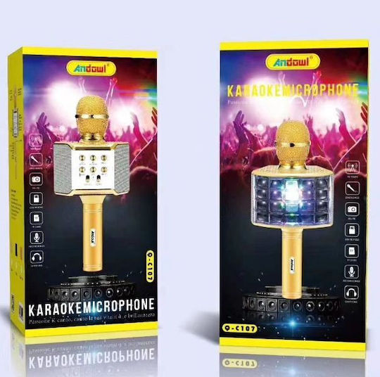 Andowl Μικρόφωνο Karaoke Ασύρματο Q-C107 Q-C107 Χρυσό
