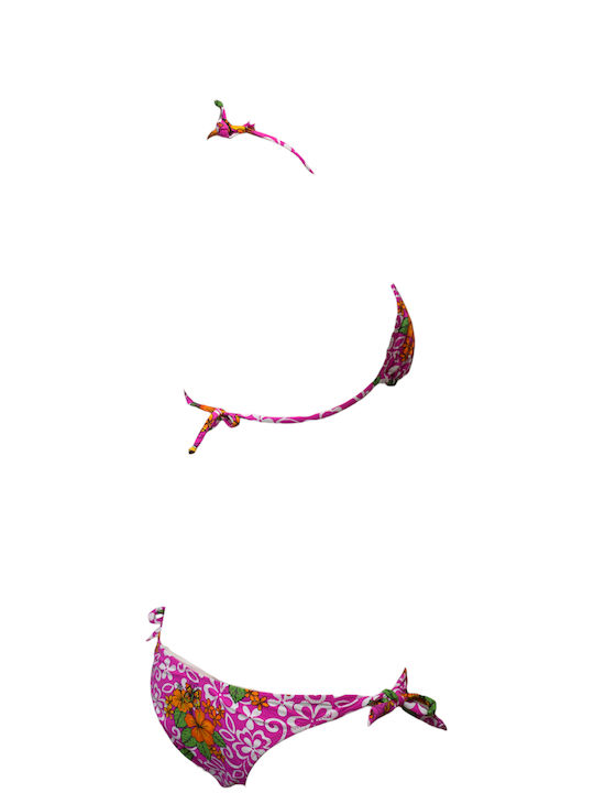 Set Bikini Triunghi Floral Fuchsia