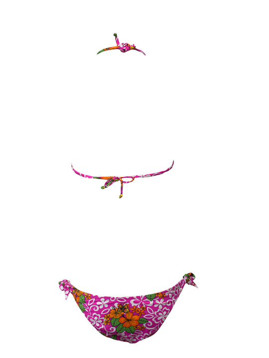 Set Bikini Triunghi Floral Fuchsia