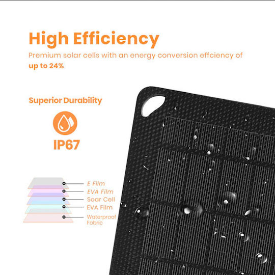 Flexsolar Αναδιπλούμενο Ηλιακό Panel Φορτιστής 10W με USB Output (Φορητών Συσκευών) (FLC-E2-050100-1)