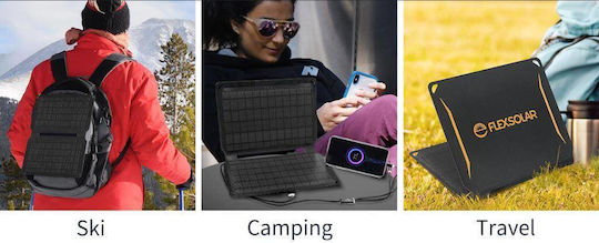 Flexsolar Αναδιπλούμενο Ηλιακό Panel Φορτιστής 10W με USB Output (Φορητών Συσκευών) (FLC-E2-050100-1)