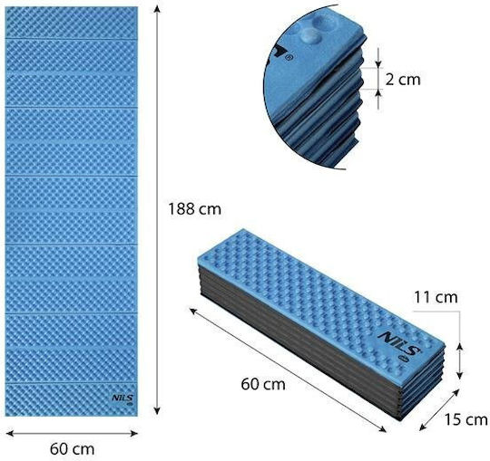 Nils Foam Single Camping Sleeping Mat 188x60cm Thickness 2cm in Blue color