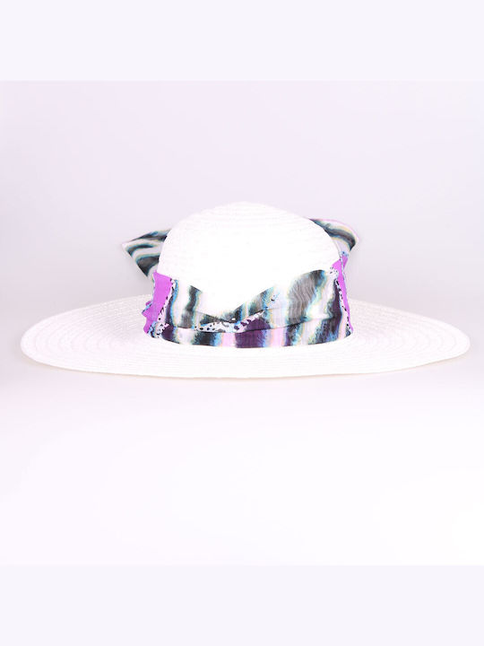 Stamion Γυναικείο Ψάθινο Καπέλο Λευκό