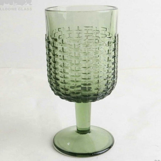 Marva Toskani Set of Glasses Water made of Glass Rattan Green Stemmed 340ml 6pcs