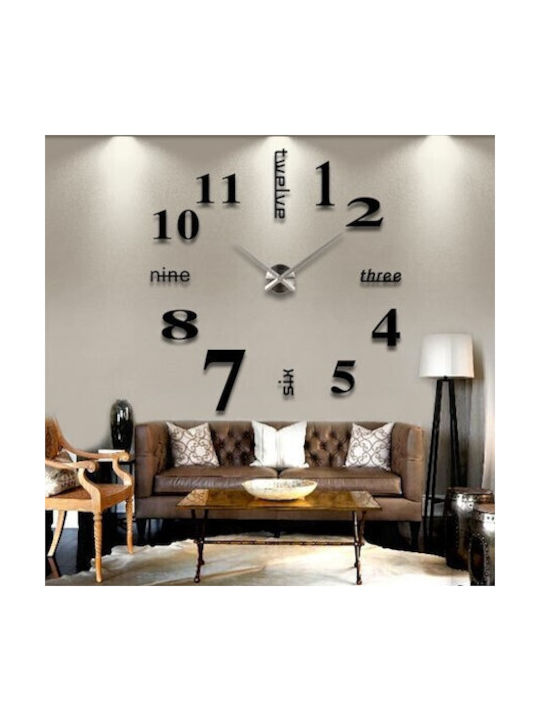 3D Wall Clock Sticker Plastic Gold Ø120cm