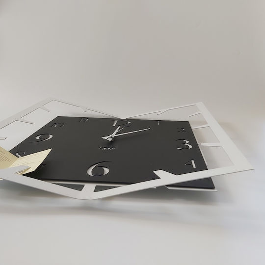 Arti E Mestieri 3D Wanduhr Metallisch Schwarz 50x50cm