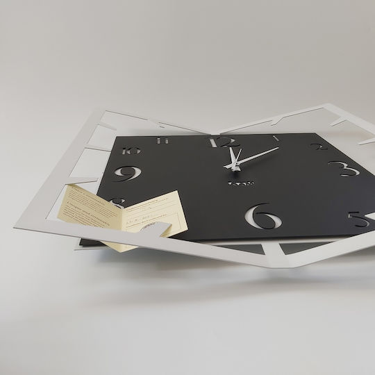 Arti E Mestieri 3D Wanduhr Metallisch Schwarz 50x50cm