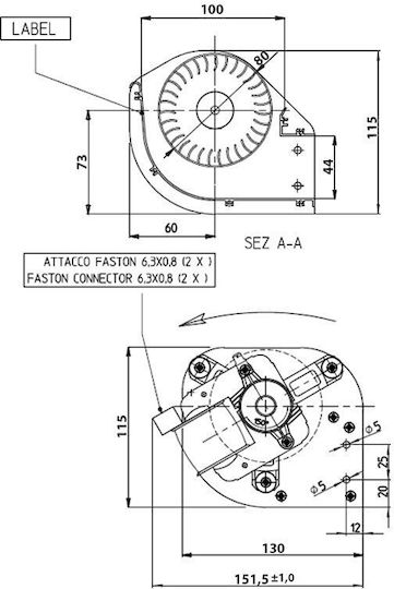 Fergas Querstromventilator für Pelletofen
