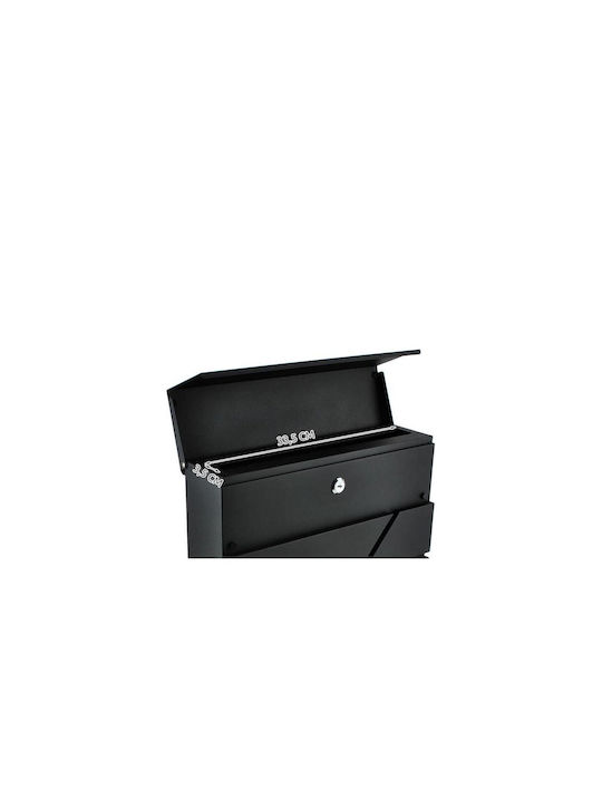 Malatec with Lock and Newspaper Holder Outdoor Mailbox Metallic in Black Color 37x10x36.7cm