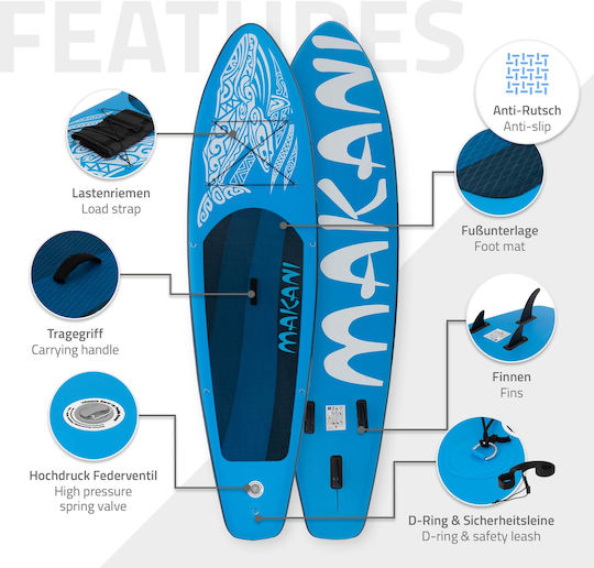 ECD Germany Makani Inflatable SUP Board with Length 3.2m Blue