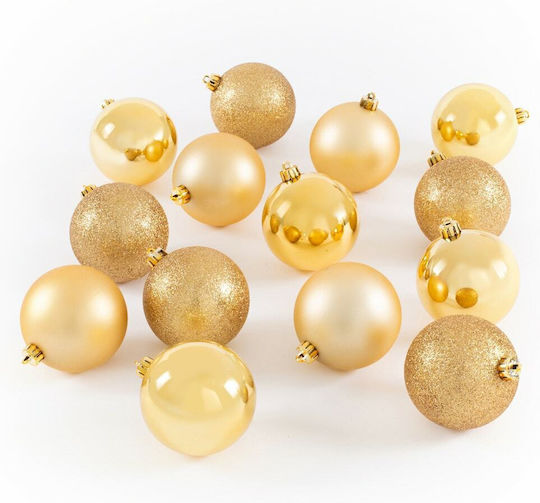 Hanging Ball Ornament Ornament Plastic Yellow Set 34pcs