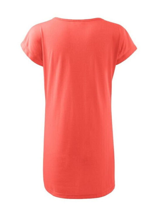 Sommer Mini Sportliches Damenkleid T-Shirt Kurzärmelig Orange