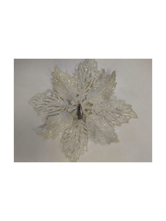 Ornament Floare Metalic Alb 15x15cm