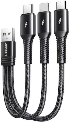4Smarts Braided USB to Lightning / Type-C / micro USB Cable Μαύρο 0.2m (4S468745)