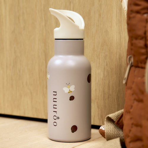 Nuuroo Bertil Kids Water Bottle Thermos Stainless Steel with Straw Coffee 350ml