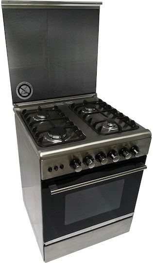 Din Gas Royal 9604 SF Κουζίνα Υγραερίου 68lt με Εστίες Υγραερίου Π60εκ. Inox