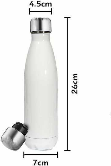 Koupakoupa Recyclable Bottle Thermos Stainless Steel BPA Free 500ml White with Straw